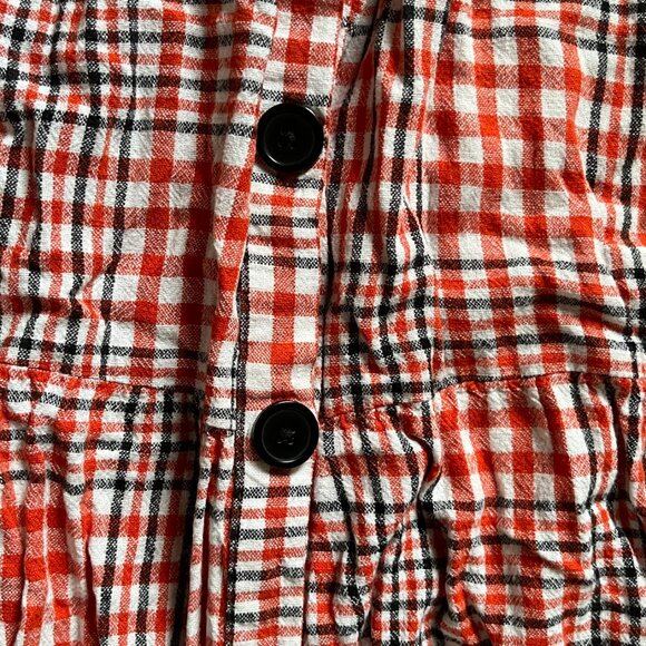 UO Positano Tie-Shoulder Midi Dress - Red Plaid Button Down Dress with Pockets - Picture 12 of 12